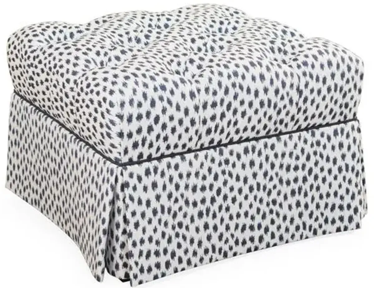 Gains Ottoman - Sunbrella Indigo Spots - Miles Talbott - Handcrafted - Blue