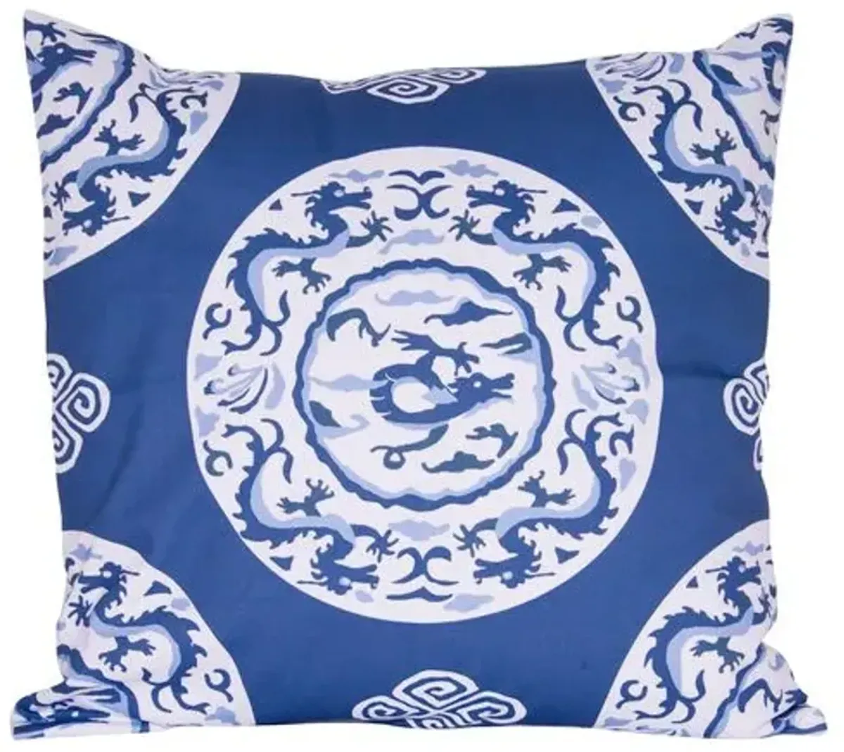 Dragon 22x22 Chinoiserie Pillow - Blue - Dana Gibson