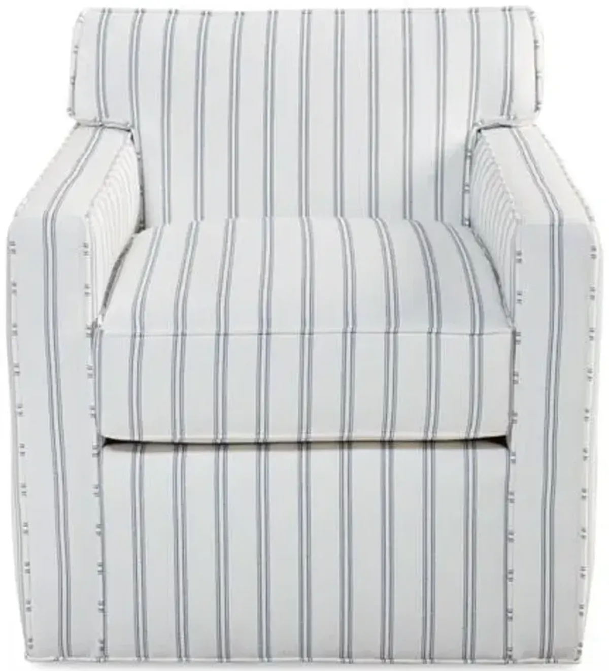 Kelton Swivel Chair - Navy/White Stripe Sunbrella - Joe Ruggiero - Handcrafted