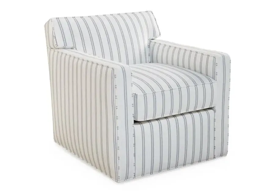 Kelton Swivel Chair - Navy/White Stripe Sunbrella - Joe Ruggiero - Handcrafted