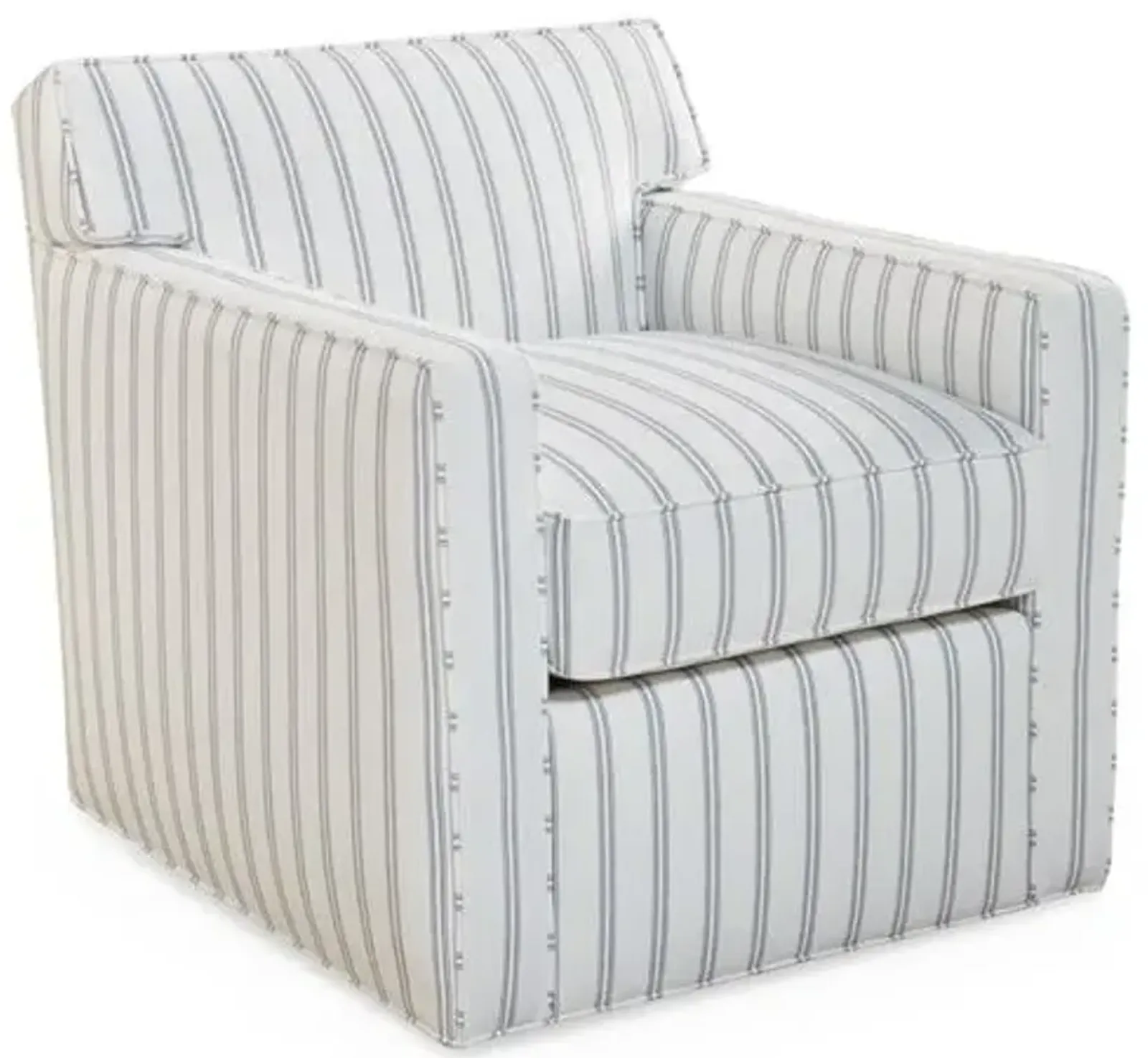 Kelton Swivel Chair - Navy/White Stripe Sunbrella - Joe Ruggiero - Handcrafted