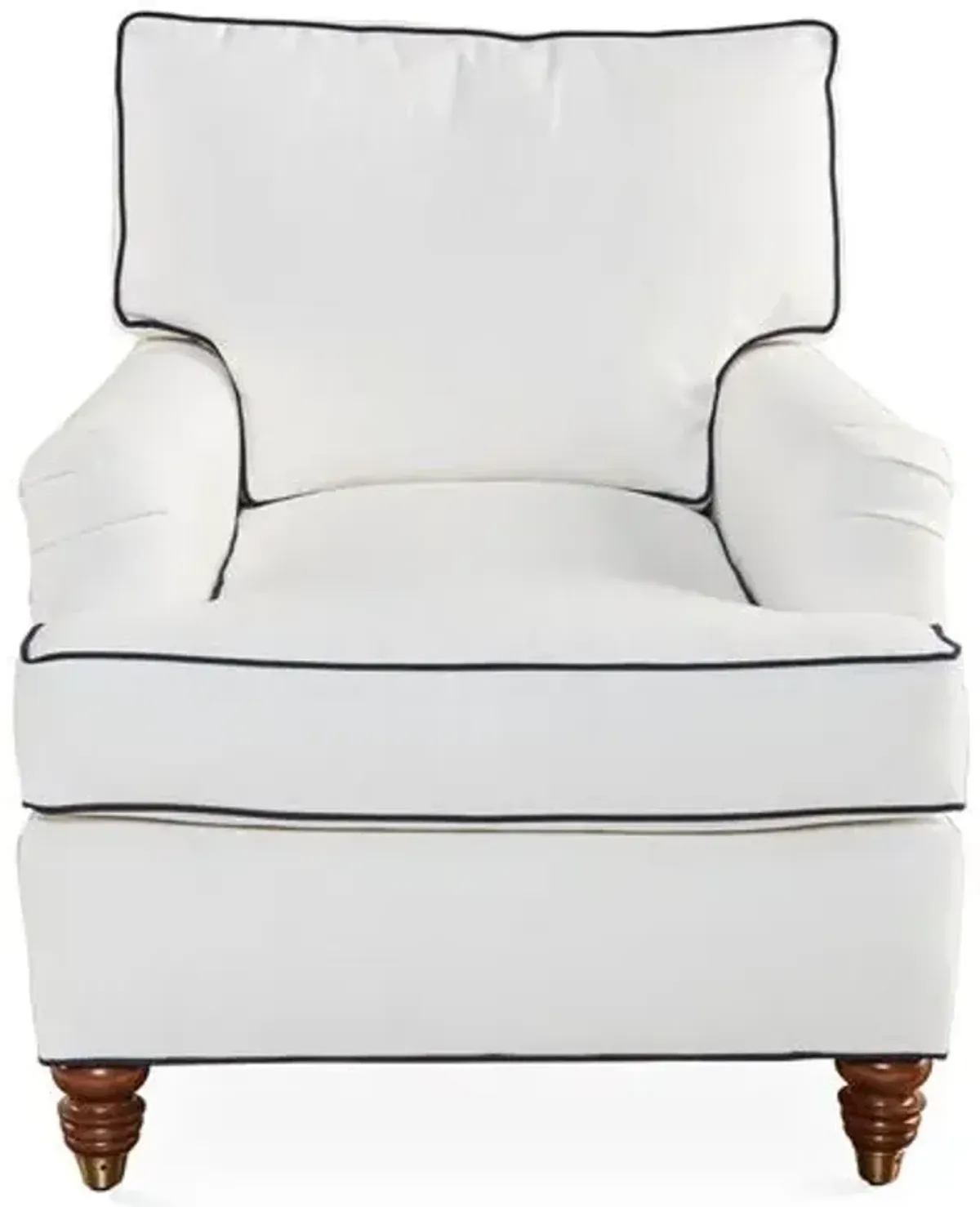 Kate Club Chair - White/Navy Crypton - Miles Talbott - Hancrafted in the USA