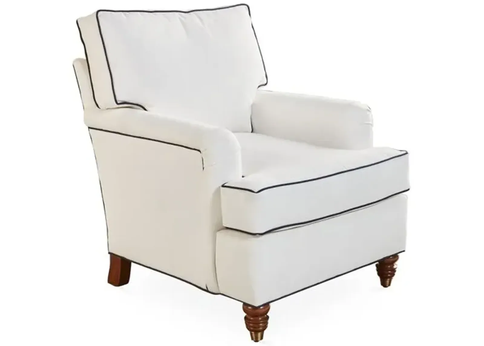 Kate Club Chair - White/Navy Crypton - Miles Talbott - Hancrafted in the USA