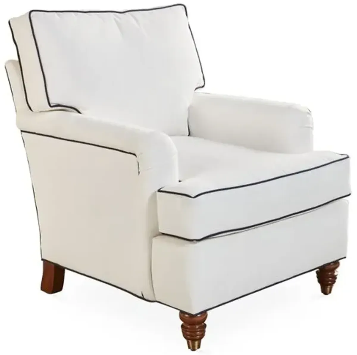 Kate Club Chair - White/Navy Crypton - Miles Talbott - Hancrafted in the USA