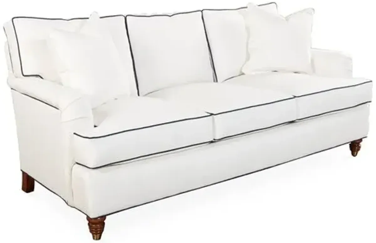 Kate Sofa - White/Navy Crypton - Miles Talbott - Handcrafted