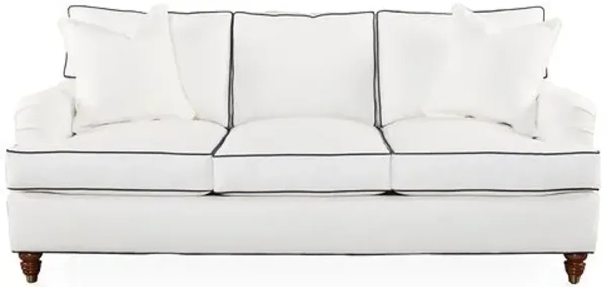 Kate Sofa - White/Navy Crypton - Miles Talbott - Handcrafted