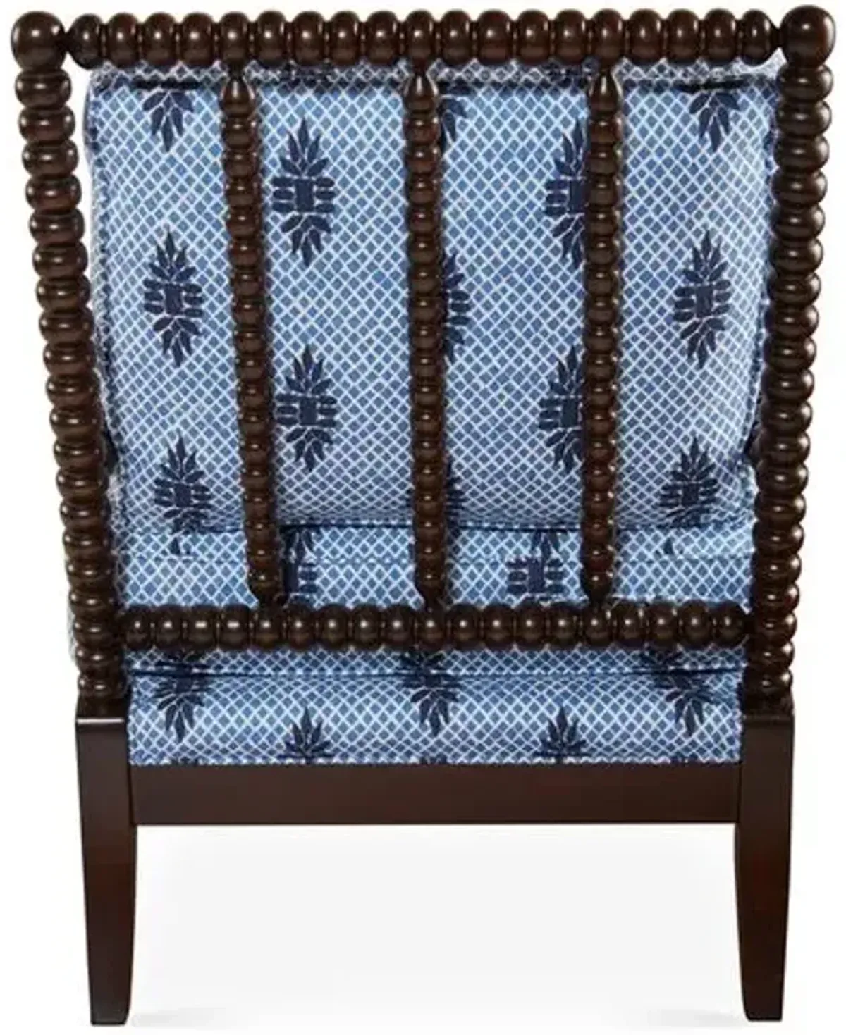 Bankwood Spindle Chair & Ottoman - Blue Block Print - Miles Talbott - Handcrafted