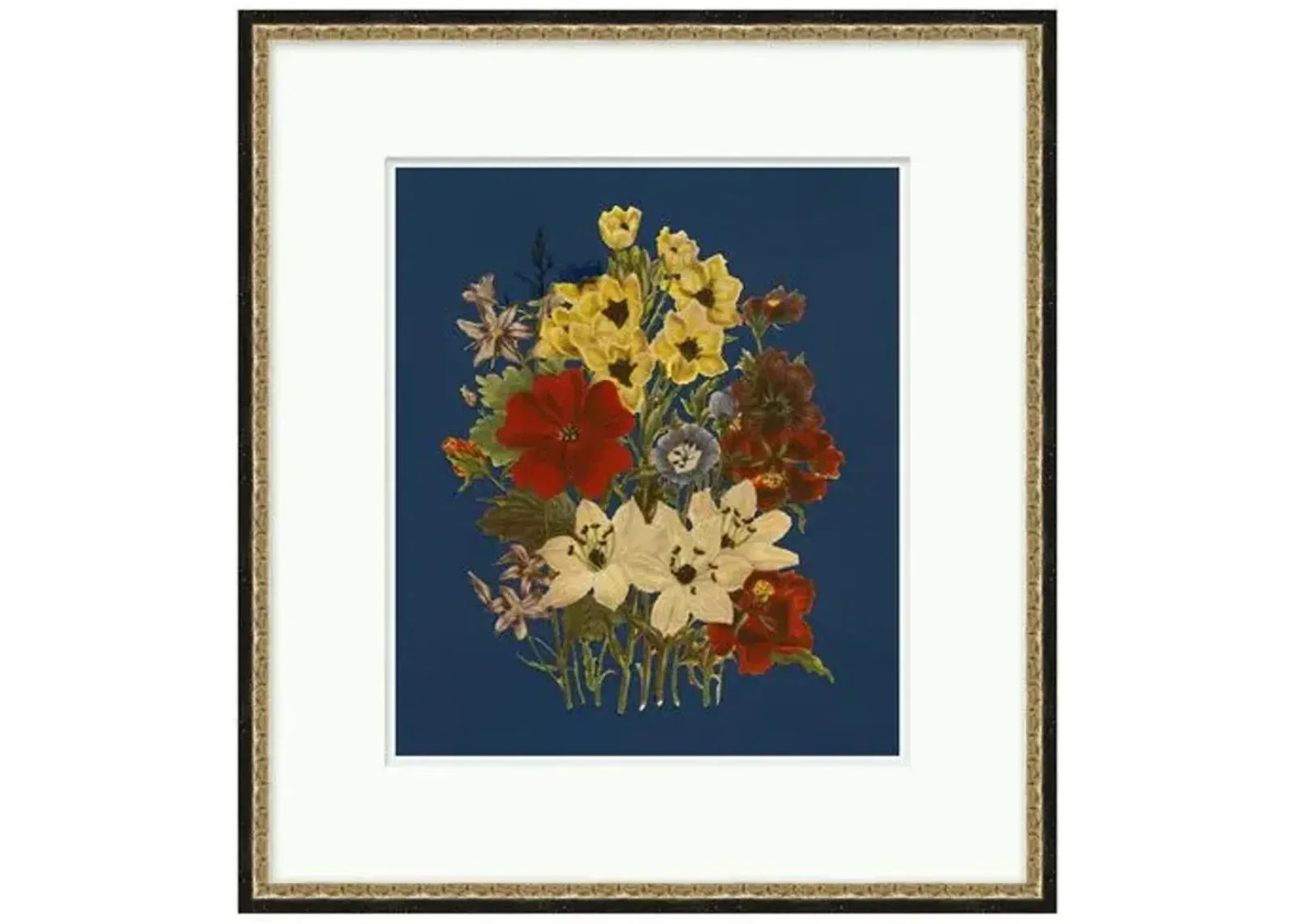 London Florals - Antiqued Gold - Blue