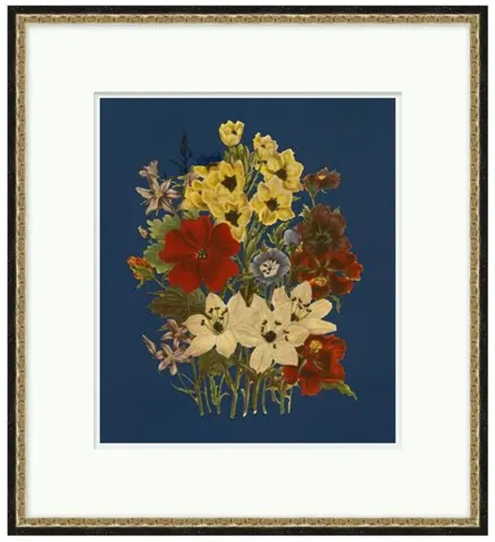 London Florals - Antiqued Gold - Blue