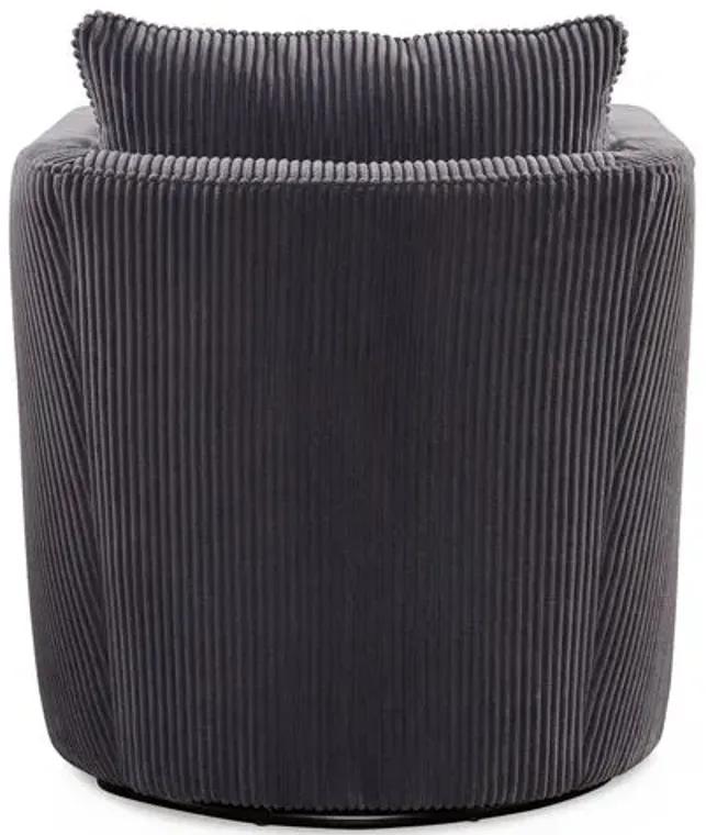 Rackham Swivel Chair - Gray Channeled Velvet