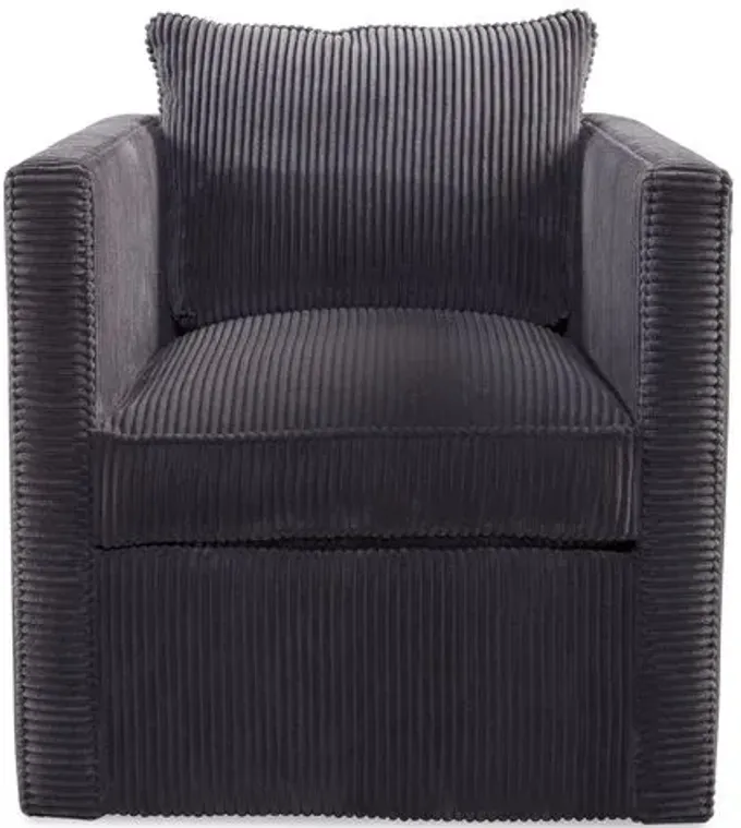 Rackham Swivel Chair - Gray Channeled Velvet