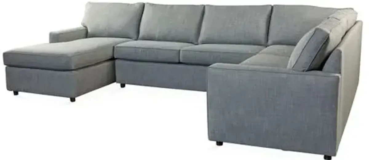 Toulouse Sectional - Blue Herringbone - Gray