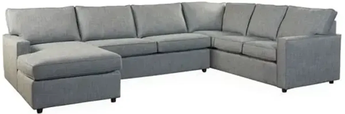 Toulouse Sectional - Blue Herringbone - Gray