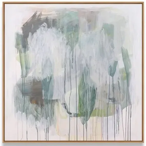 Nell Waters Bernegger - Palms in Rain Painting - Green