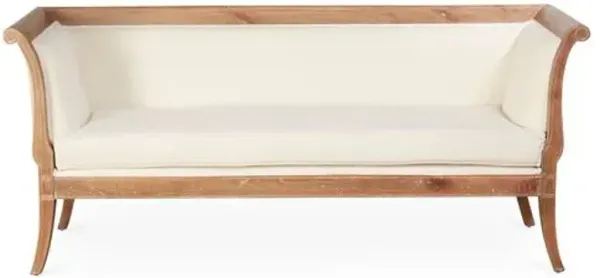 Vivienne Settee - White Linen - Handcrafted - Ivory