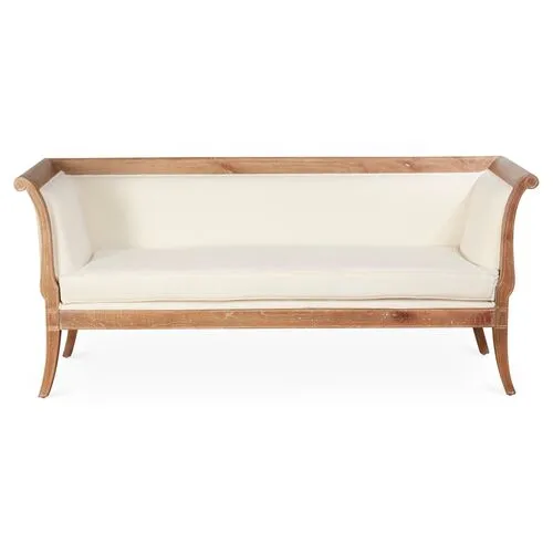 Vivienne Settee - White Linen - Handcrafted - Ivory