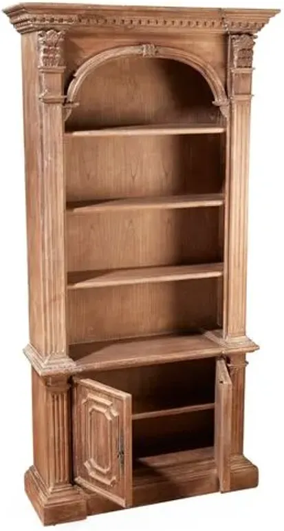 Geneva Arch-Top Bookcase - Natural - Handcrafted