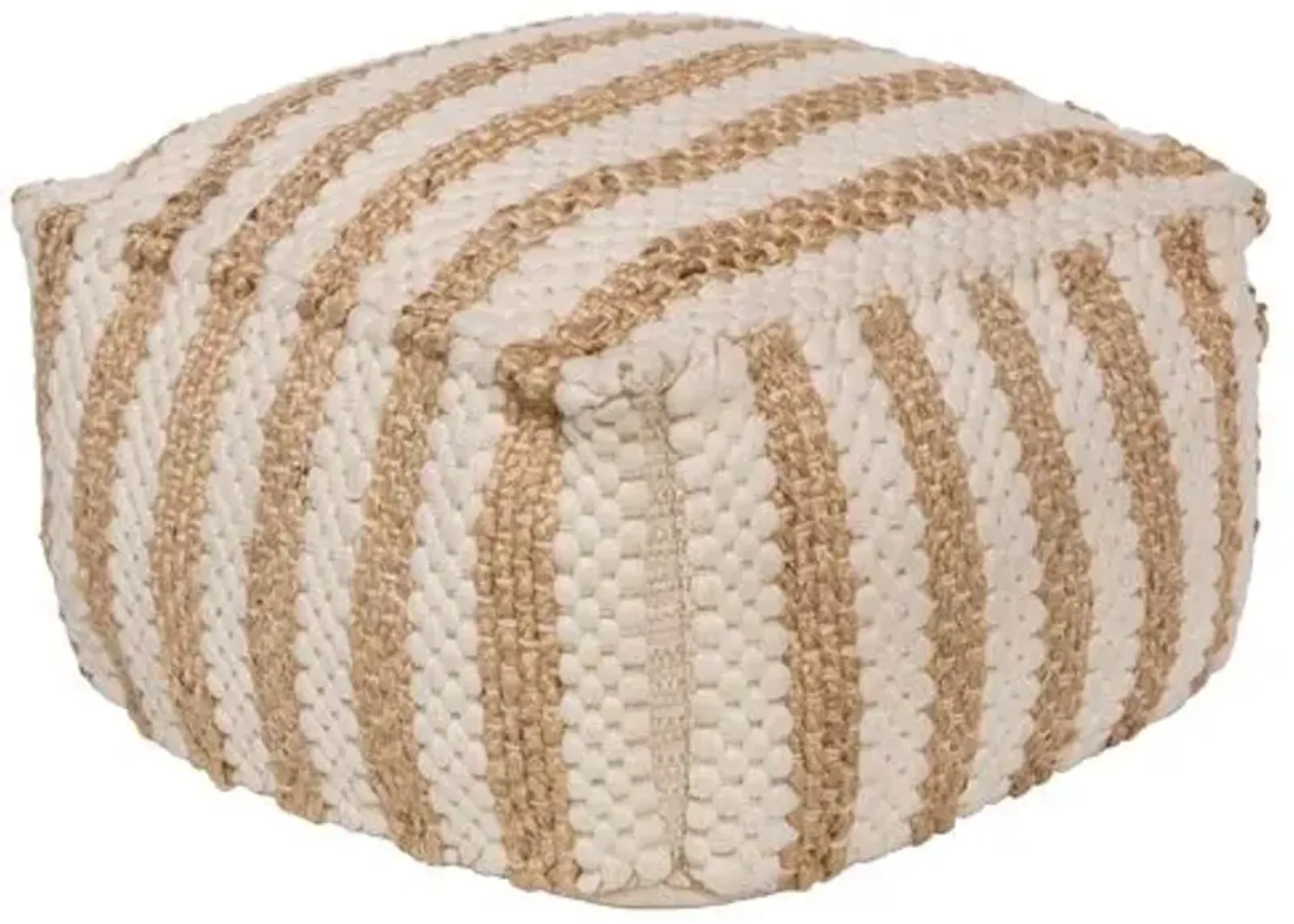 Woven Jute Pouf - Natural/Ivory - Beige