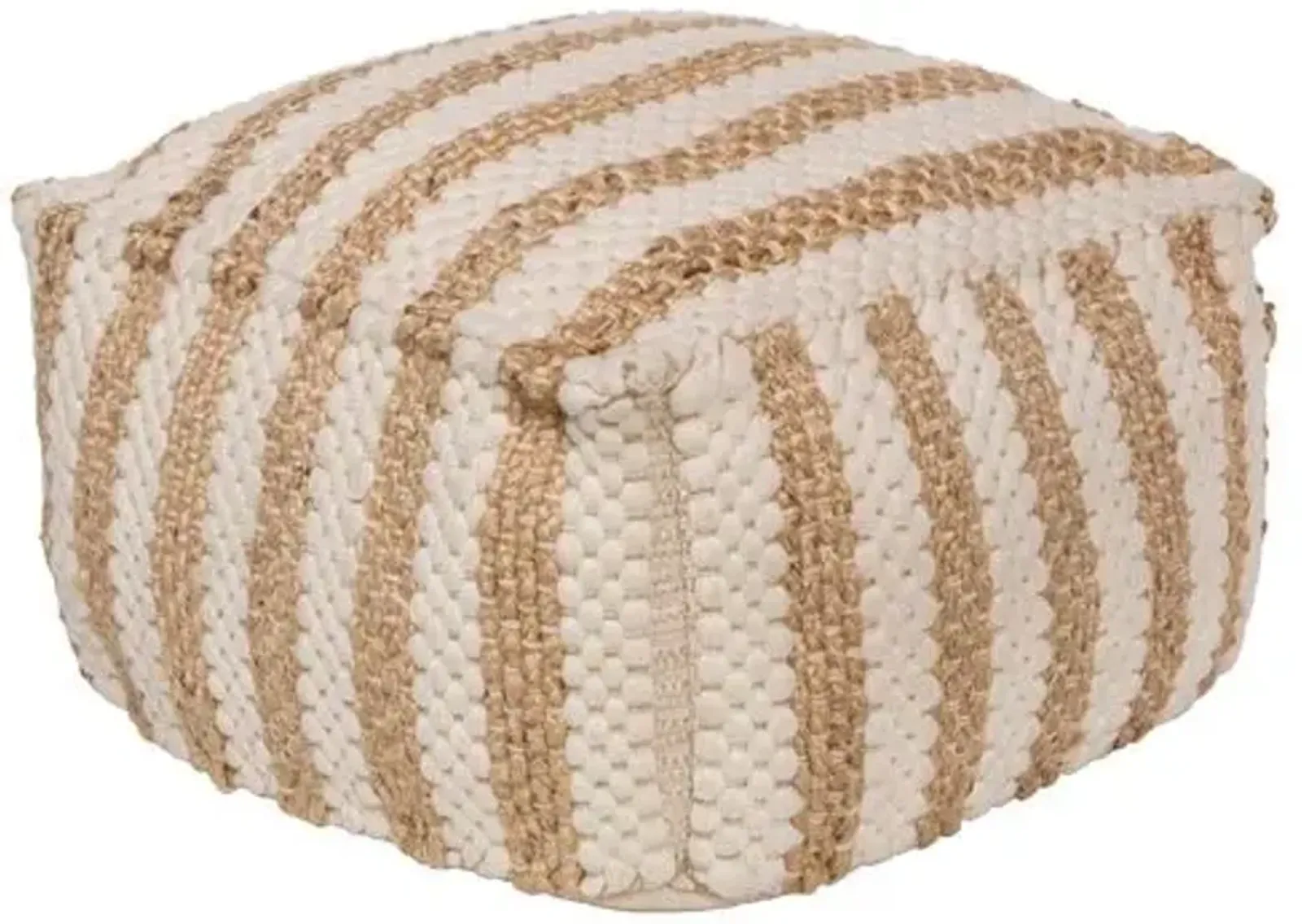 Woven Jute Pouf - Natural/Ivory - Beige