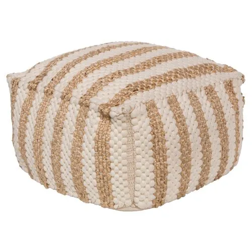 Woven Jute Pouf - Natural/Ivory - Beige