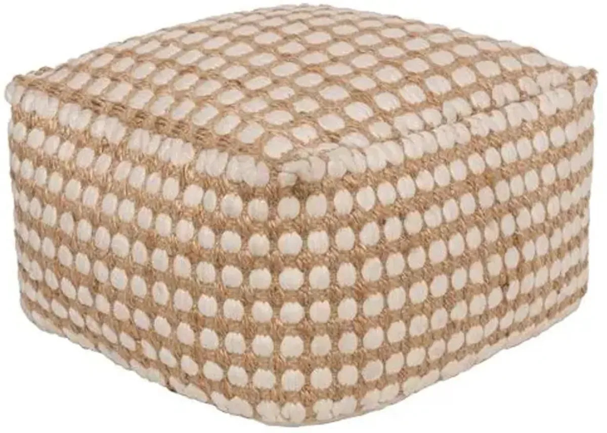 Woven Jute Pouf - Natural - Beige