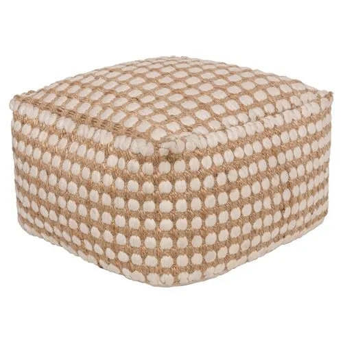 Woven Jute Pouf - Natural - Beige