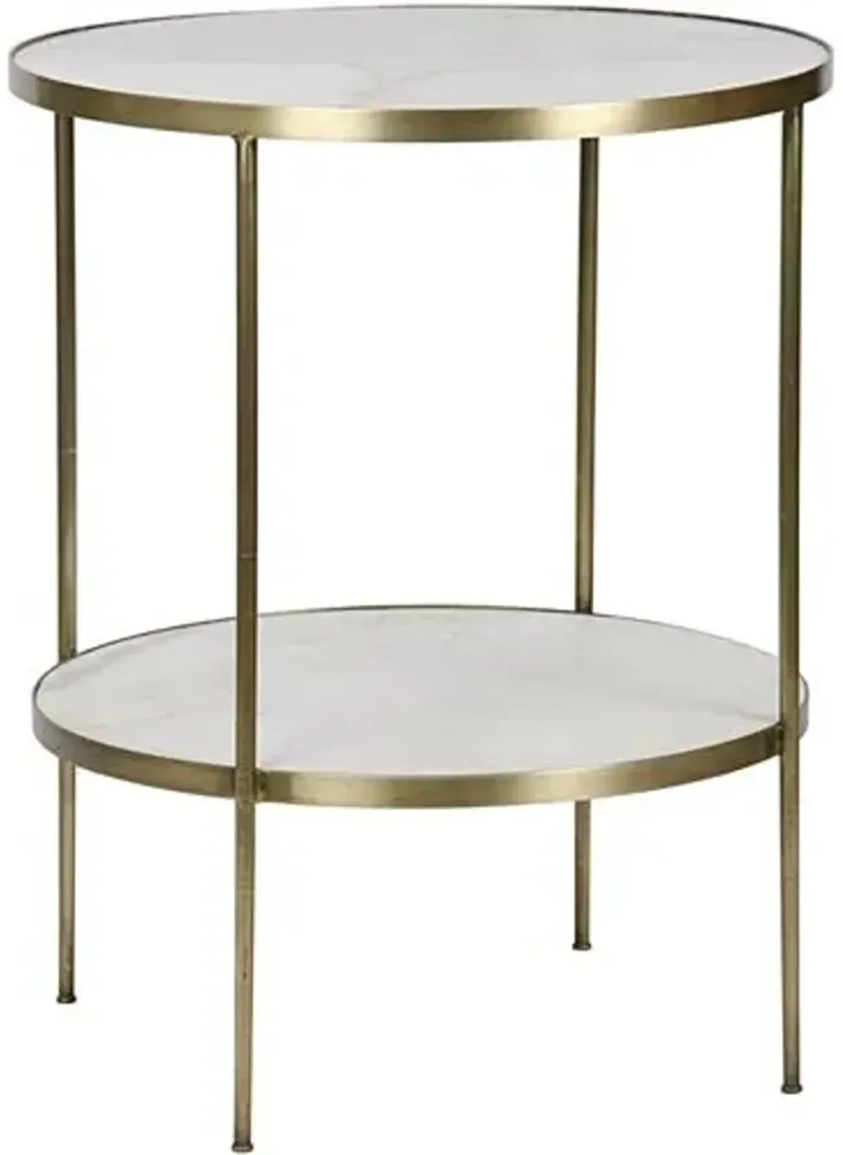 Rivoli Side Table - Antiqued Gold - Noir - White