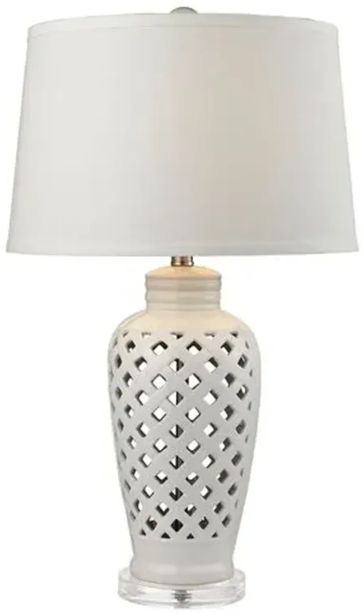 Openwork Ceramic Table Lamp - White