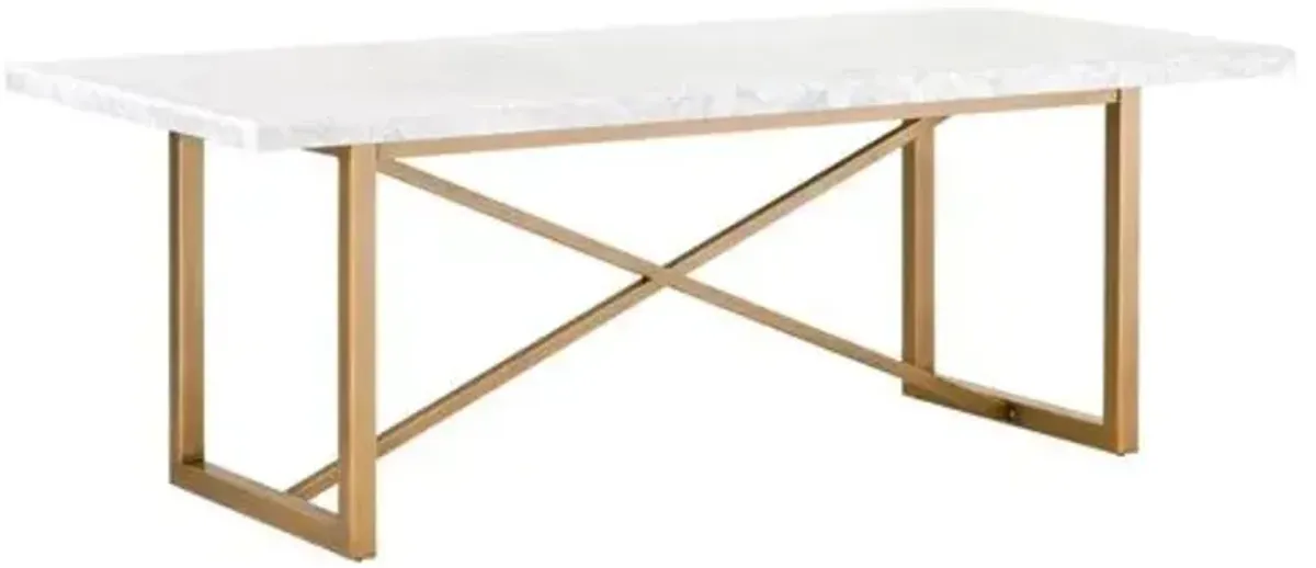 Ami Marble Dining Table - White Carrera