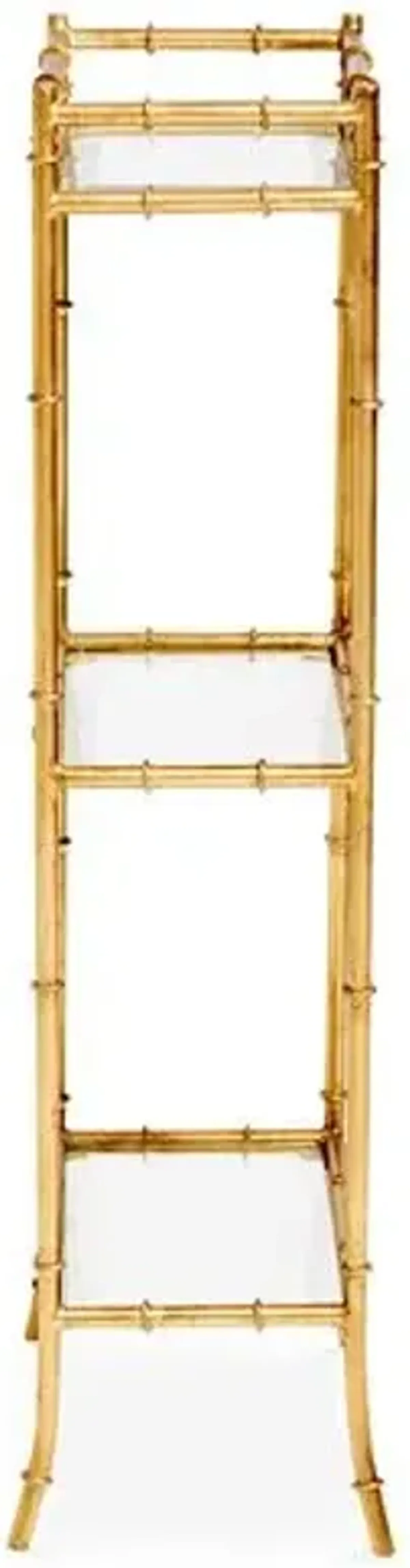 3-Tier Bamboo-Style Side Table - Gold - Clear