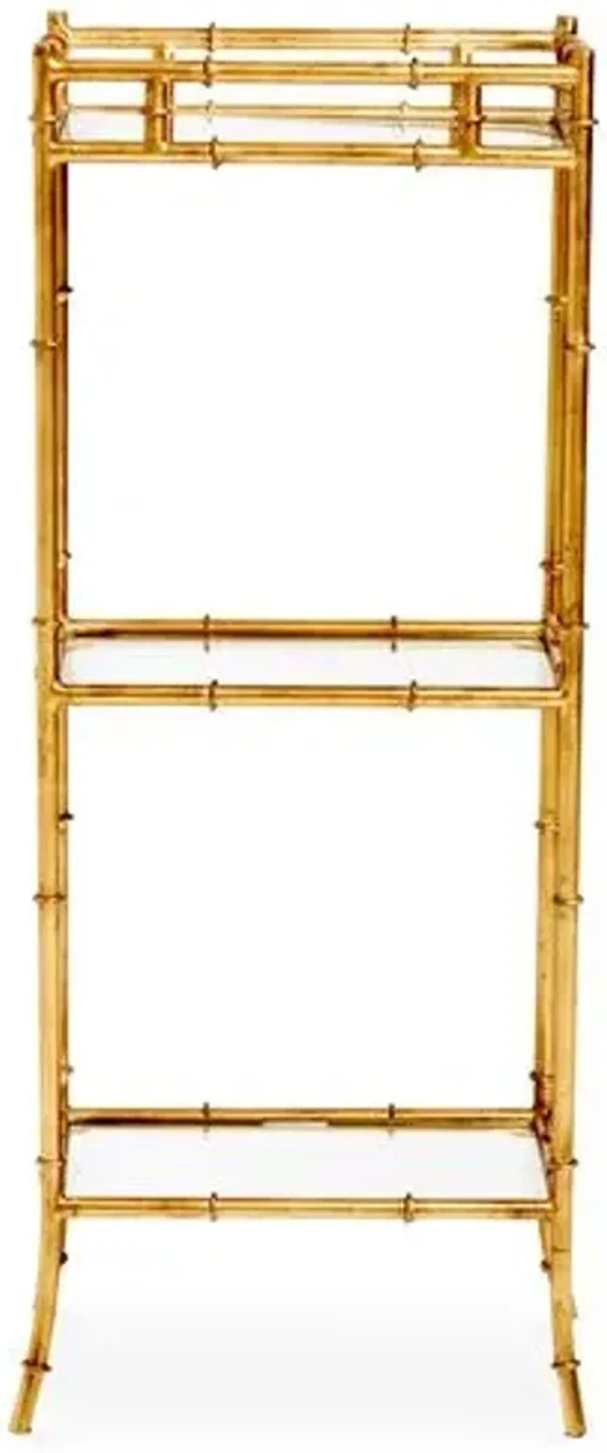 3-Tier Bamboo-Style Side Table - Gold - Clear