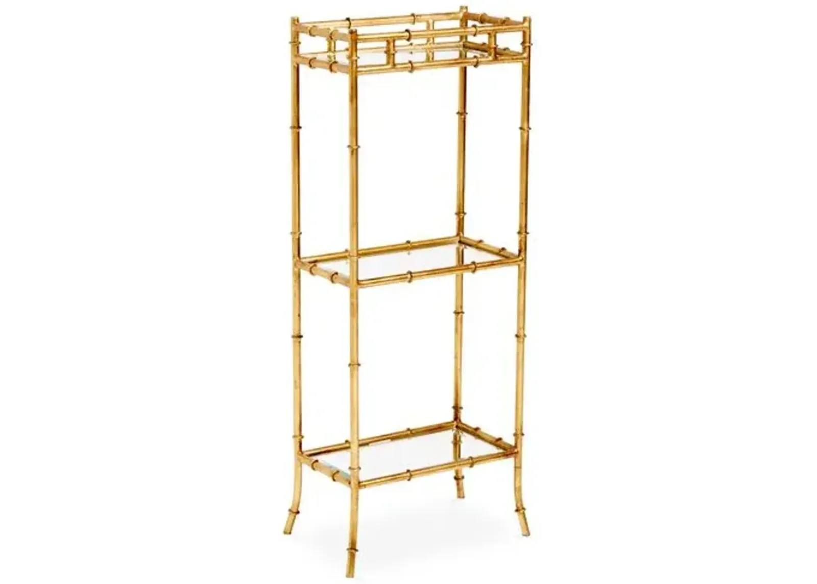 3-Tier Bamboo-Style Side Table - Gold - Clear