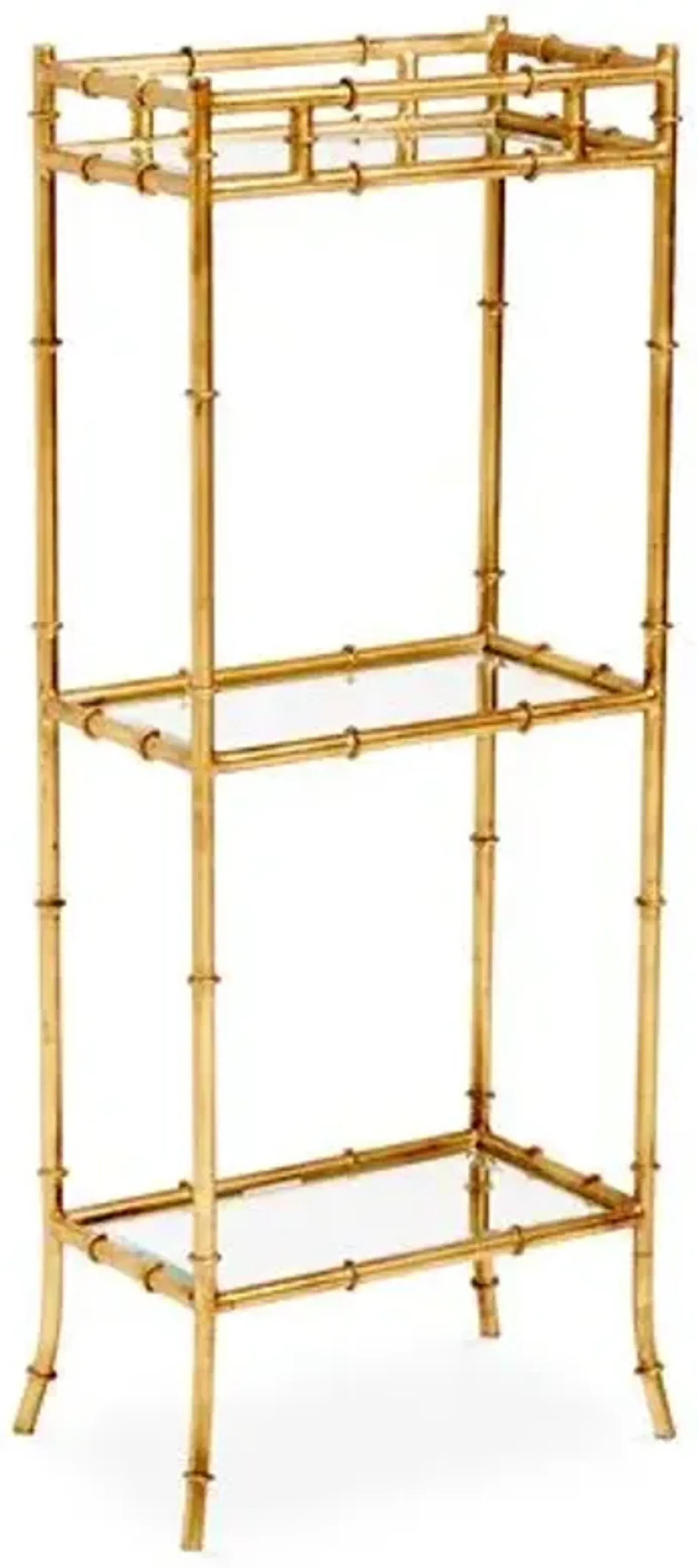 3-Tier Bamboo-Style Side Table - Gold - Clear