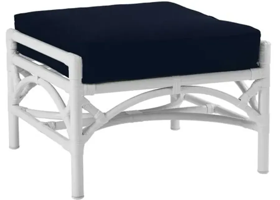 Chippendale Outdoor Ottoman - Navy Sunbrella - Blue