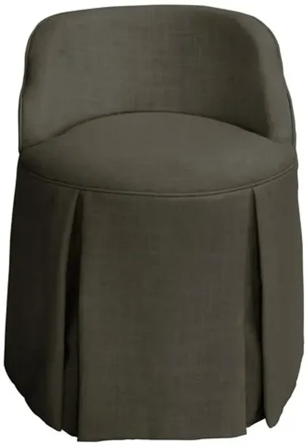 Addie Vanity Stool - Linen - Handcrafed in The USA - Gray, Sturdy, Contoured Back - Versatile, Comfortable, Functional