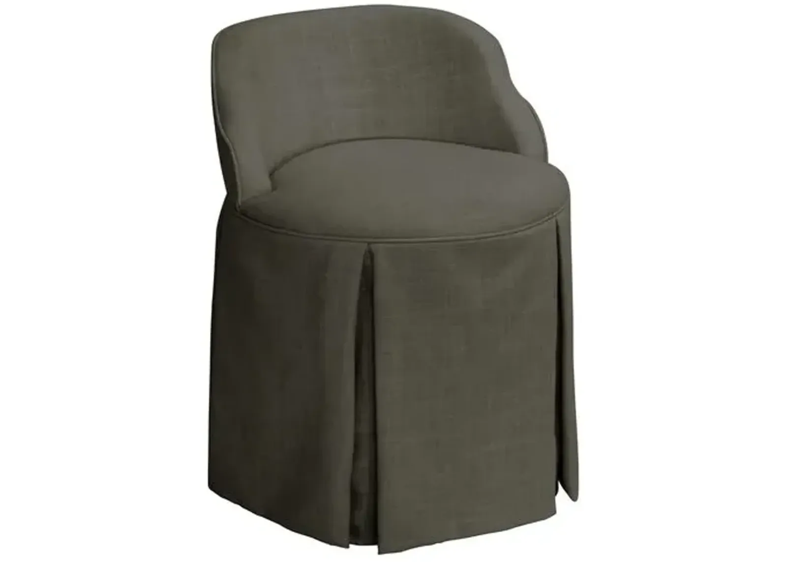 Addie Vanity Stool - Linen - Handcrafed in The USA - Gray, Sturdy, Contoured Back - Versatile, Comfortable, Functional