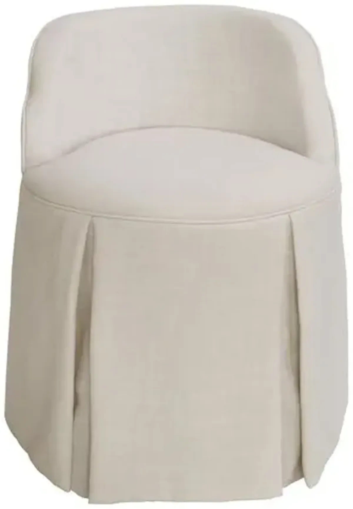 Addie Vanity Stool - Linen - Handcrafed in The USA - Beige, Sturdy, Contoured Back - Versatile, Comfortable, Functional