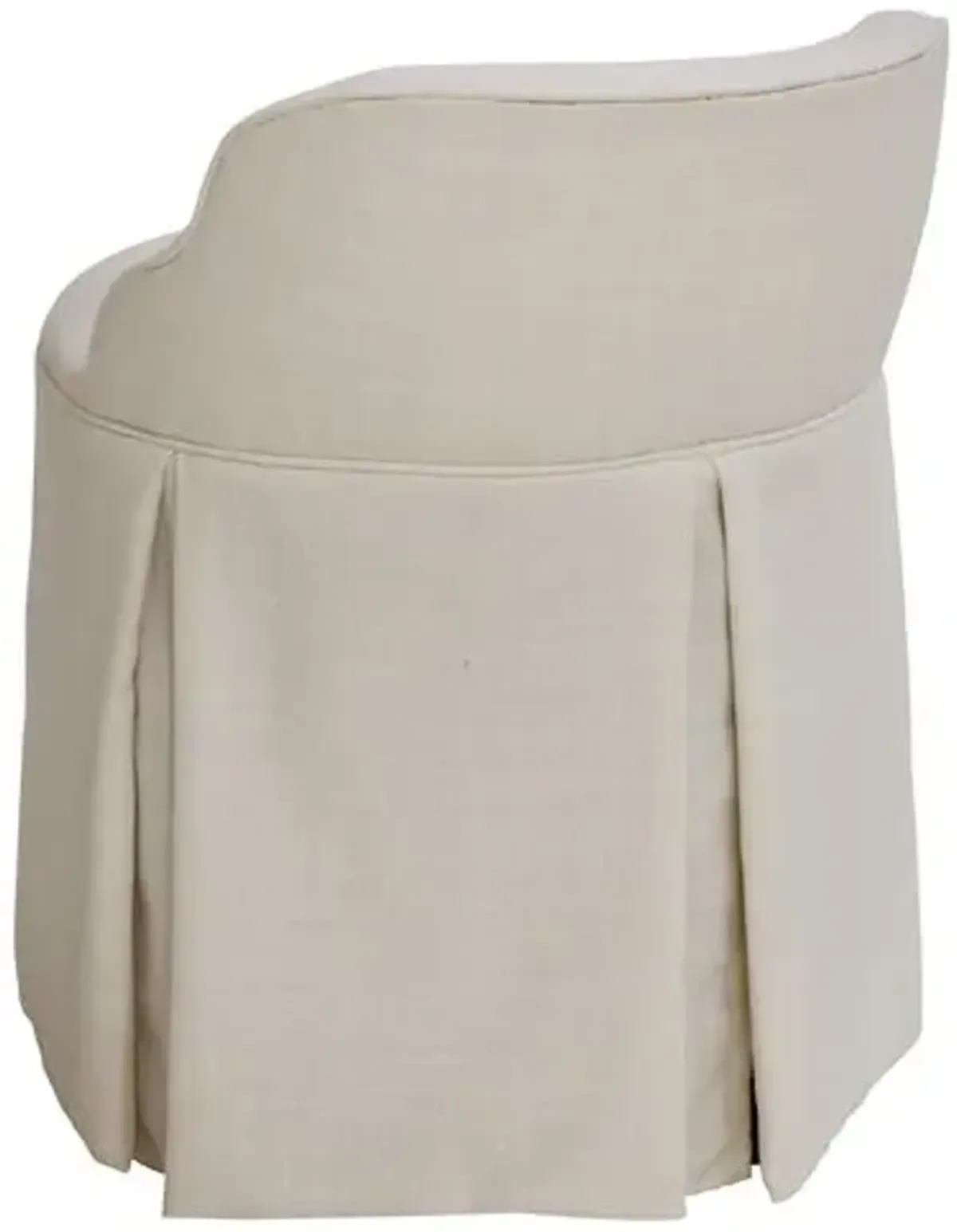 Addie Vanity Stool - Linen - Handcrafed in The USA - Beige, Sturdy, Contoured Back - Versatile, Comfortable, Functional