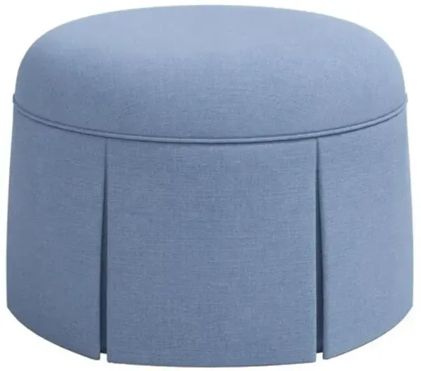 Liza Skirted Ottoman - Linen - Handcrafted - Blue