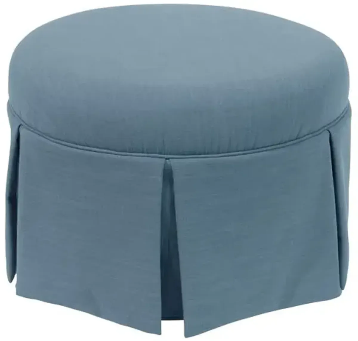 Liza Linen Skirted Ottoman - Handcrafted - Blue