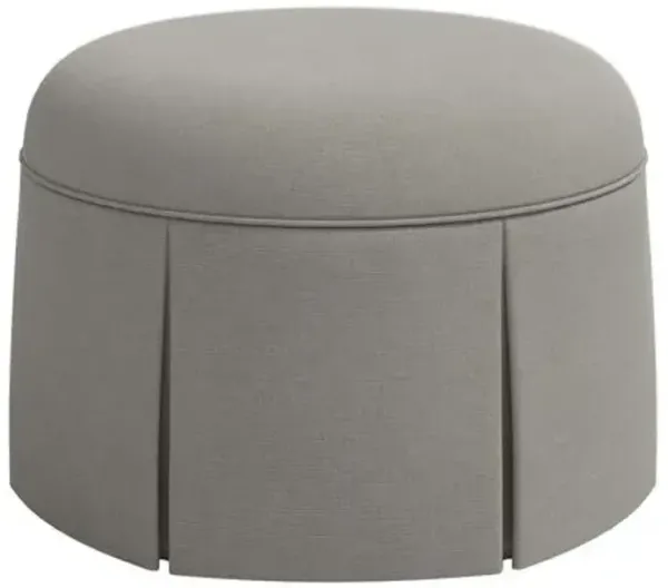 Liza Skirted Ottoman - Linen - Handcrafted - Gray