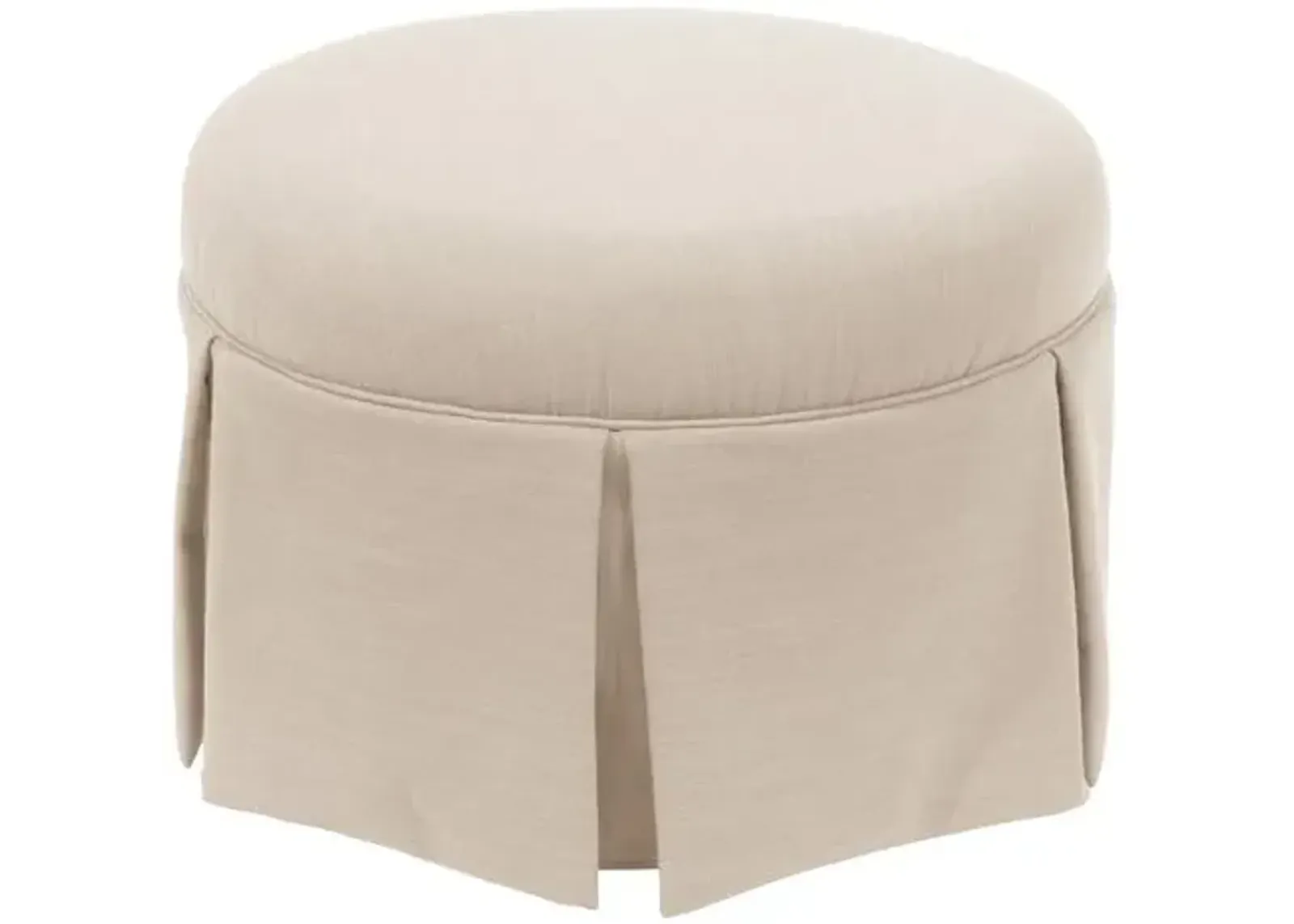 Liza Linen Skirted Ottoman - Handcrafted - Beige