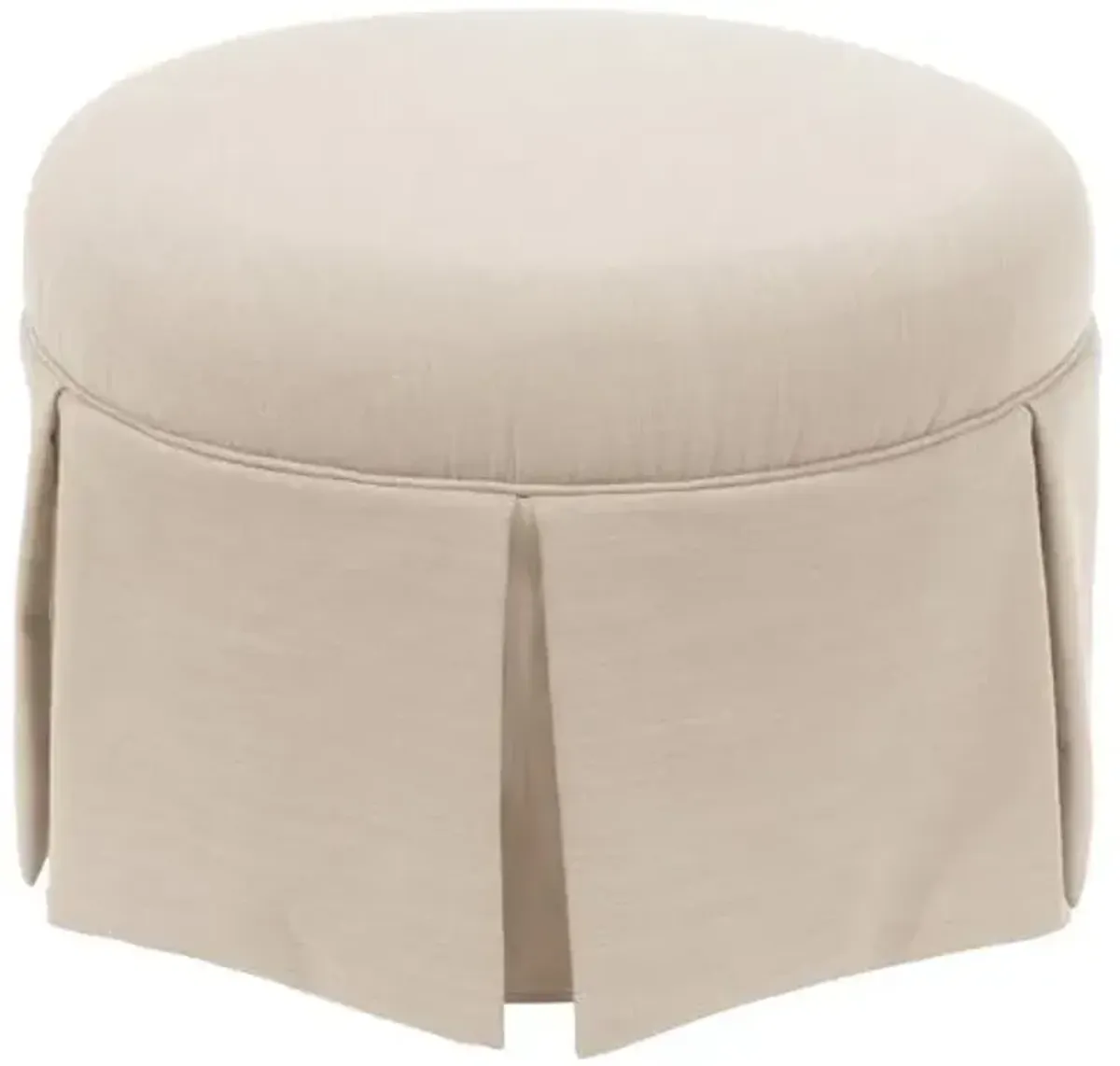 Liza Linen Skirted Ottoman - Handcrafted - Beige