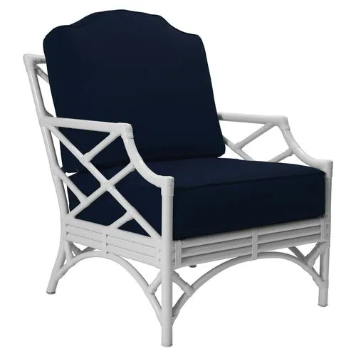 Chippendale Outdoor Lounge Chair - Navy - Blue