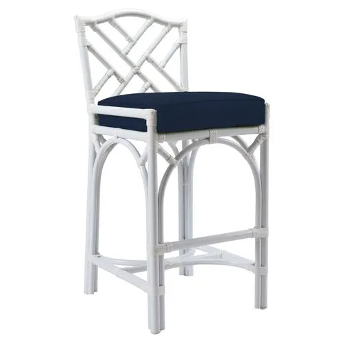 Chippendale Outdoor Barstool - Navy Sunbrella - Blue