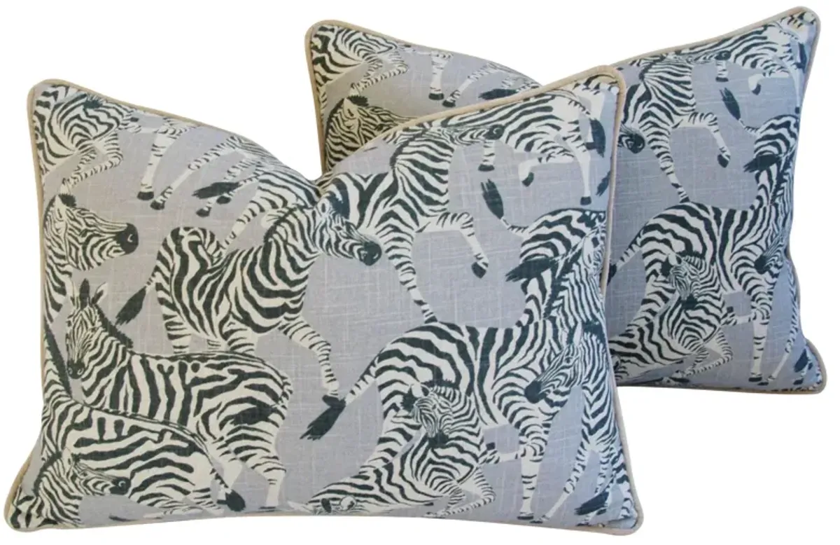 Safari Zebra Linen/Velvet Pillows - Set of 2