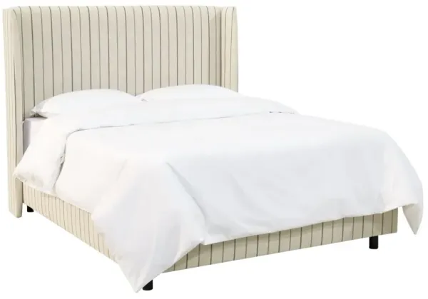 Kelly Wingback Bed, Neutral Pinstripe