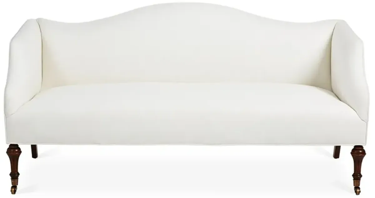 Lydia Camelback Settee, White Linen