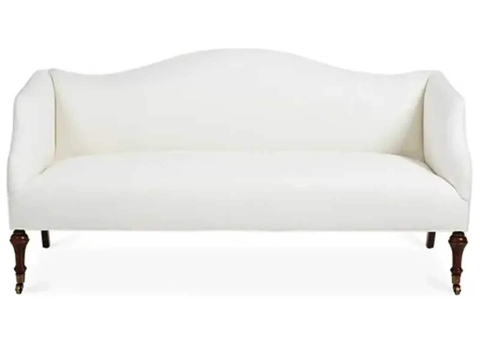 Lydia Camelback Settee - White Linen