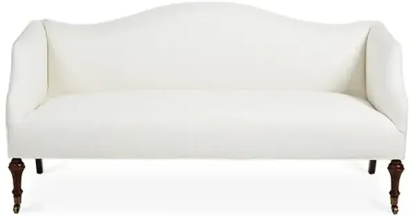 Lydia Camelback Settee - White Linen